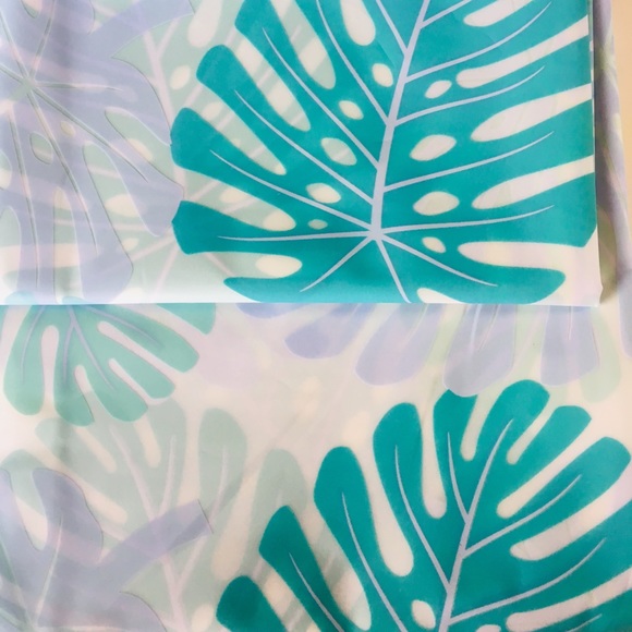 Other - Tropical Jungle Leaves Peva Shower Curtain Shades of Blue Metal Grommets